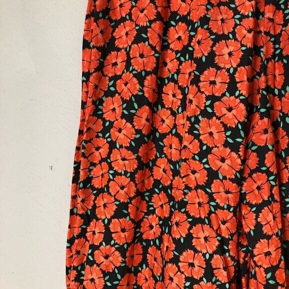 Anthropologie ett:twa Poppy Print Flared Ruffle Hem Floral Pants Capris - Picture 4 of 10